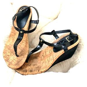 Ralph Lauren t-strap wedge sandals